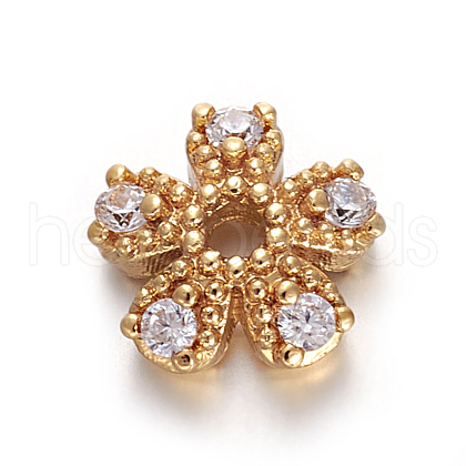 Brass Micro Pave Cubic Zirconia Bead Cap ZIRC-E158-10G-1