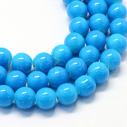 Baking Painted Glass Round Bead Strands DGLA-Q020-8mm-31-1