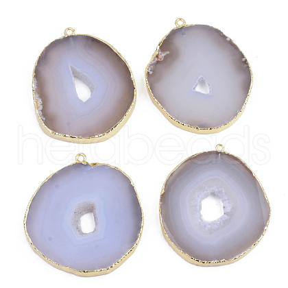 Flat Round Natural Crystal Agate/Ice Quartz Agate Big Pendant G-S359-173-1