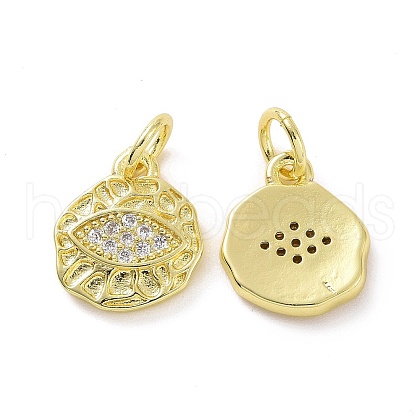 Brass Micro Pave Clear Cubic Zirconia Charms KK-E068-VF067-1