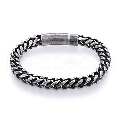304 Stainless Steel Chain Bracelets BJEW-L631-42AS-1