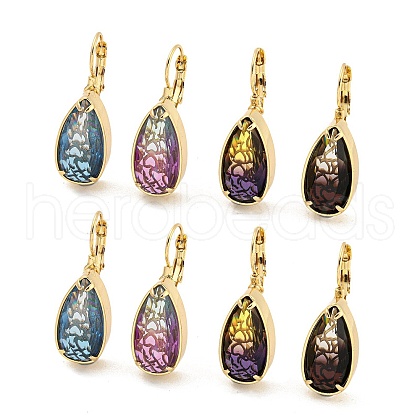 Glass Leverback Earrings EJEW-P269-04KCG-1