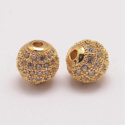 Brass Micro Pave Cubic Zirconia Beads ZIRC-E110-05G-1