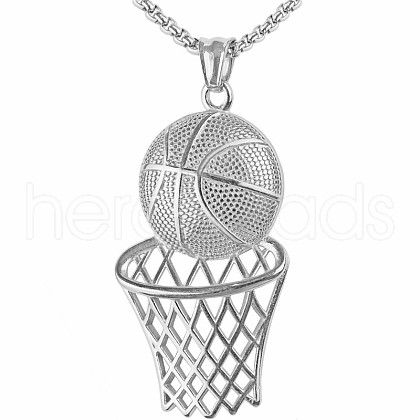 Basketball Alloy Pendant 201 Stainless Steel Box Chain Necklaces FS-WG5A2E4-03-1