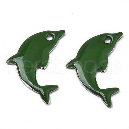 201 Stainless Steel Enamel Pendants STAS-N088-16E-1