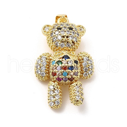 Brass Micro Pave Cubic Zirconia Pendants KK-C009-01G-02-1