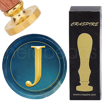 Brass Wax Seal Stamp with Wood Handle AJEW-WH0412-0305-1