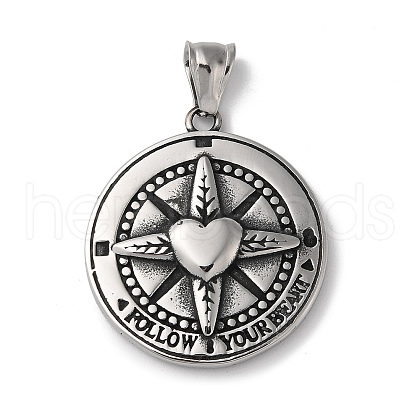 304 Stainless Steel Pendants STAS-D014-14AS-1