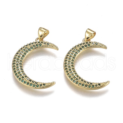 Brass Micro Pave Cubic Zirconia Pendants ZIRC-A011-15B-G-1