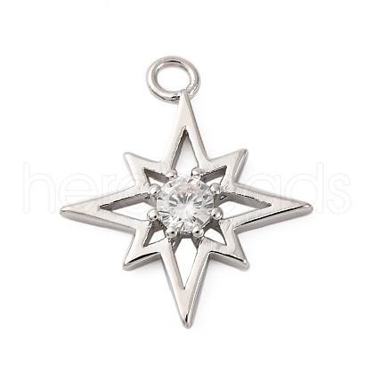 Brass Pave Clear Cubic Zirconia Pendants KK-V016-19P-1