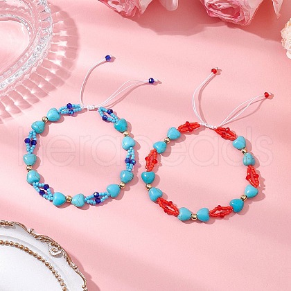 2Pcs Rhombus Cylinder Seed Bead Beaded Bracelets BJEW-MZ00145-1