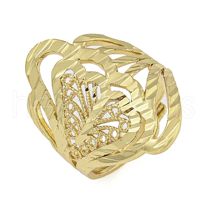Brass Open Cuff Ring for Women RJEW-Z046-02G-1