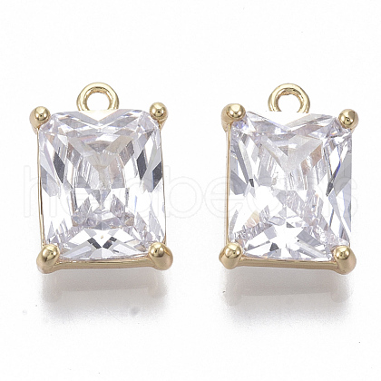 Brass Cubic Zirconia Charms KK-S348-503-NF-1