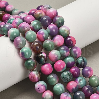 Dyed Natural Agate Beads Strands G-G203-09E-10mm-1