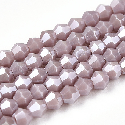 Opaque Solid Color Electroplate Glass Beads Strands EGLA-A039-P2mm-A13-1