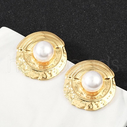 304 Stainless Steel ABS Plastic Pearl Stud Earrings for Women EJEW-U046-11G-1