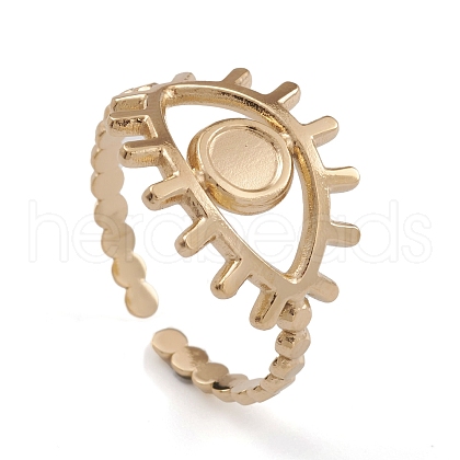 Ion Plating(IP) 304 Stainless Steel Eye Open Cuff Rings for Women RJEW-G285-76G-1