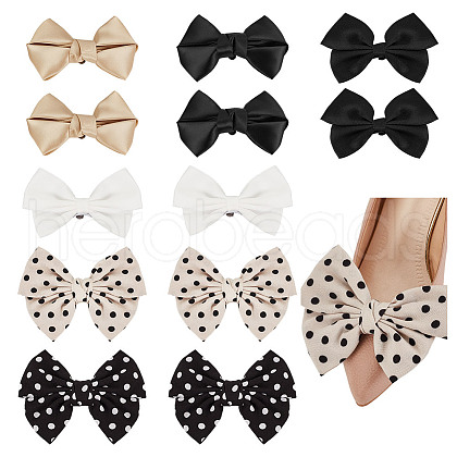 AHADERMAKER 6 Styles Polyester Bowknot Shoe Decorations AJEW-GA0007-58-1