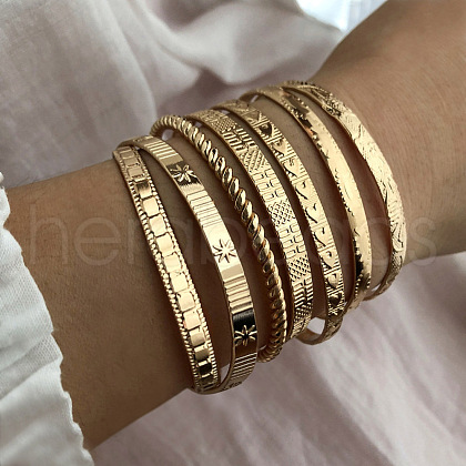7Pcs Alloy Cuff Bangle Set for Women WG45AE5-09-1