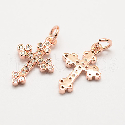 Brass Micro Pave Grade AAA Cubic Zirconia Pendants ZIRC-G090-02RG-NR-1