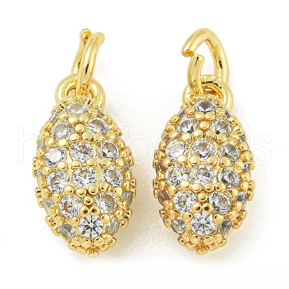 Rack Plating Brass Micro Pave Clear Cubic Zirconia Charms KK-Z067-23G-06-1