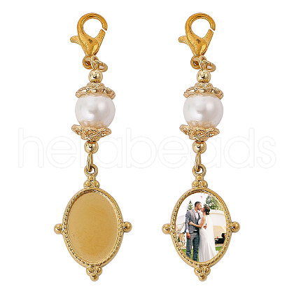 Oval 304 Stainless Steel & Glass Pendant Decoration HJEW-CA00007-1