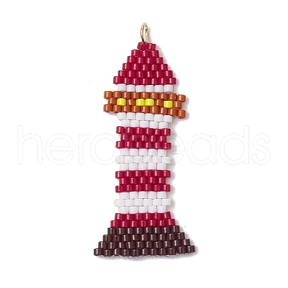 MIYUKI Glass Seed Beaded Lighthouse Pendants PALLOY-MZ00626-1
