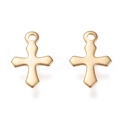 304 Stainless Steel Tiny Cross Charms STAS-K195-16G-1