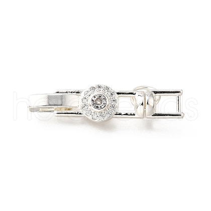 Brass Micro Pave Clear Cubic Zirconia Fold Over Clasps KK-R222-04S-1