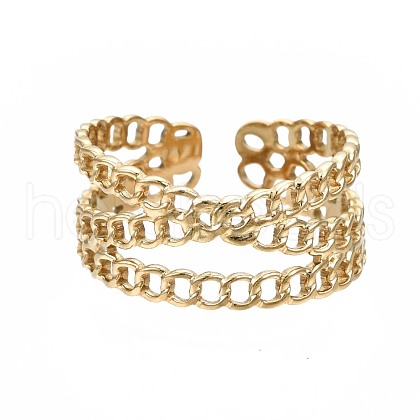 304 Stainless Steel Criss Cross Open Cuff Ring RJEW-T023-43G-1