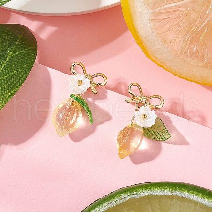 Alloy & Transparent Glass & Lampwork Stud Earrings EJEW-JE06322-01-1