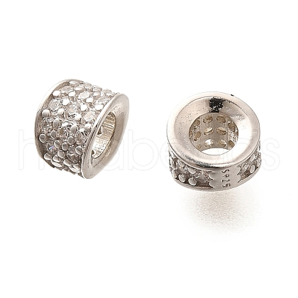 925 Sterling Silver Micro Pave Clear Cubic Zirconia Beads STER-B006-10B-P-1