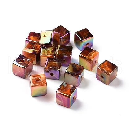 UV Plating Rainbow Iridescent Acrylic Beads PACR-H003-11-1