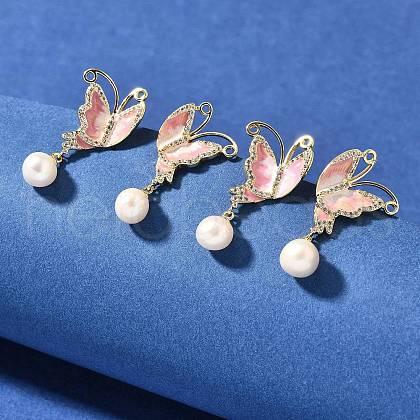 Mother's Day Jewellery Natural Pearl Dangle Ear Studs EJEW-L099-11G-1