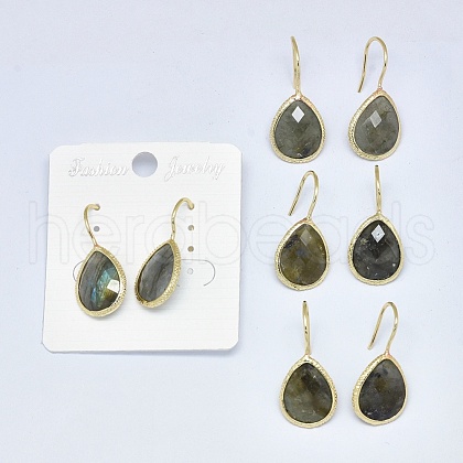 Natural Labradorite Dangle Earrings EJEW-L228-01F-1