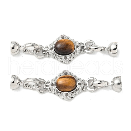 Brass Micro Pave Clear Cubic Zirconia Fold Over Clasps KK-U059-41P-01-1