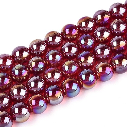 Electroplate Transparent Glass Beads Strands GLAA-T032-T8mm-AB20-1
