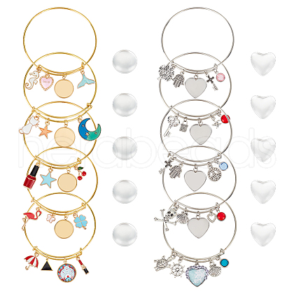 DIY Blank Dome Charm Bangle Making Kits BJEW-AB00023-1