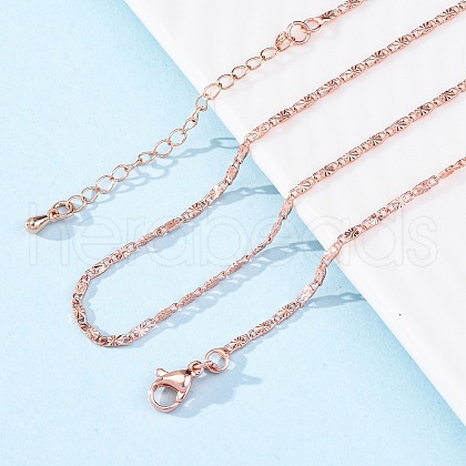 Brass Link Chain Necklaces NJEW-D302-11RG-1