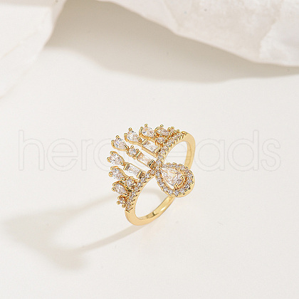 Brass Micro Pave Cubic Zirconia Finger Rings for Women LK0188-5-1