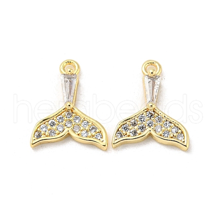 Brass Micro Pave Clear Cubic Zirconia Charms KK-H460-34G-1