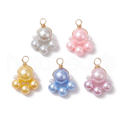 Baking Painted Pearlized Glass Pearl Round Bead with ABS Plastic Imitation Pearl Beads and Eco-Friendly Copper Wire Pendants PALLOY-JF03612-02-1