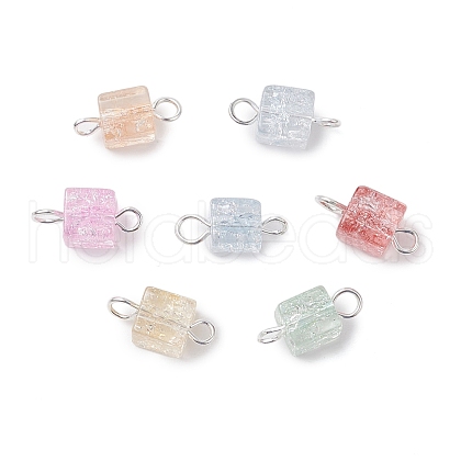 Crackle Glass Beaded Connector Charms PALLOY-JF02894-1