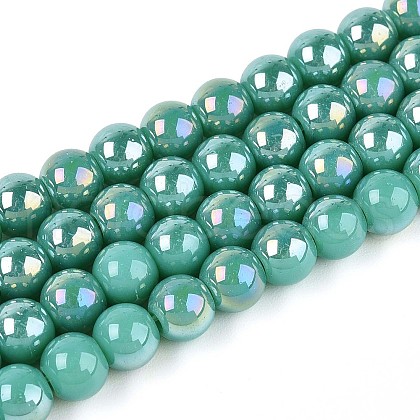 Electroplate Opaque Glass Beads Strands GLAA-T032-P6mm-AB12A-1