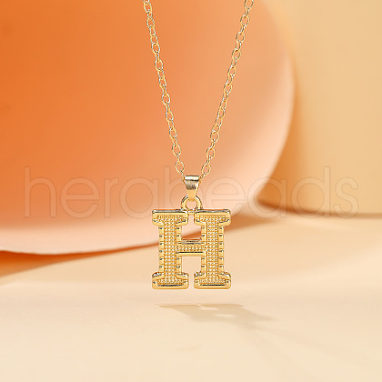 Alloy Textured Initial Pendant Necklaces FS-WG9837C-08-1