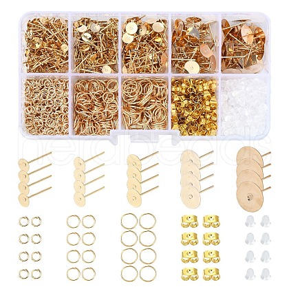 DIY Iron Stud Earring & Ear Nuts & Jump Rings Jewelry Making Findings Kits DIY-YW0010-57-1