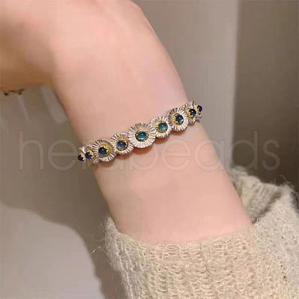 Daisy Alloy Resin Cuff Bangles for Women BJEW-U039-02S-1