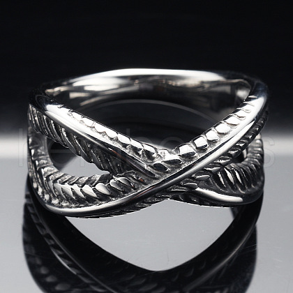 Criss Cross 304 Stainless Steel Finger Rings FS-WG1CD1D-02-1