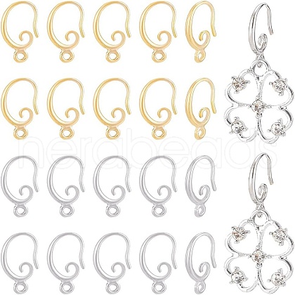 BENECREAT 20 Pairs 2 Colors Brass Earring Hooks KK-BC0007-63-1