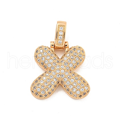 Brass Micro Pave Clear Cubic Zirconia Pendants KK-B099-01G-X-1